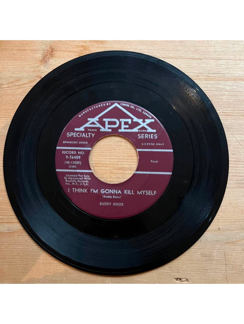 Buddy Knox - I think I'm gonna Kill Myself/To be with You 45rpm VG+ R06